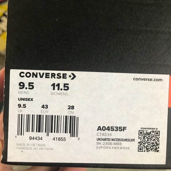 Converse Unisex Chuck Taylor High Casual Sneakers Navy Dune Canvas M 9.5/W11.5 - Picture 6 of 6